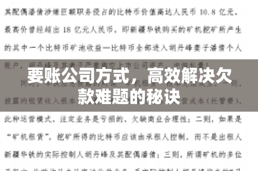 要账公司方式，高效解决欠款难题的秘诀