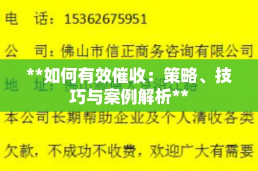 **如何有效催收：策略、技巧与案例解析**
