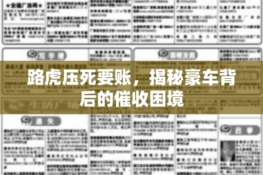 路虎压死要账，揭秘豪车背后的催收困境